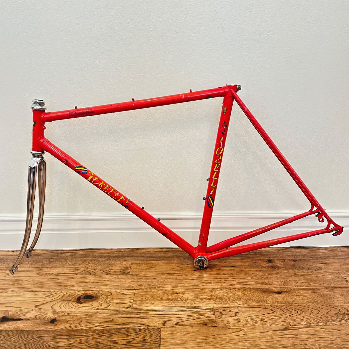アサヒ 三輪車 レッド ヴィンテージ Vintage Torelli 55 CM Frame Set Made in Italy Road Bike Red Chrome