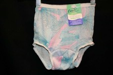 NOS Vtg 60s Panties SEA SHELL PRINT Aqua Pink Undies Briefs Carole Girls Sz 4