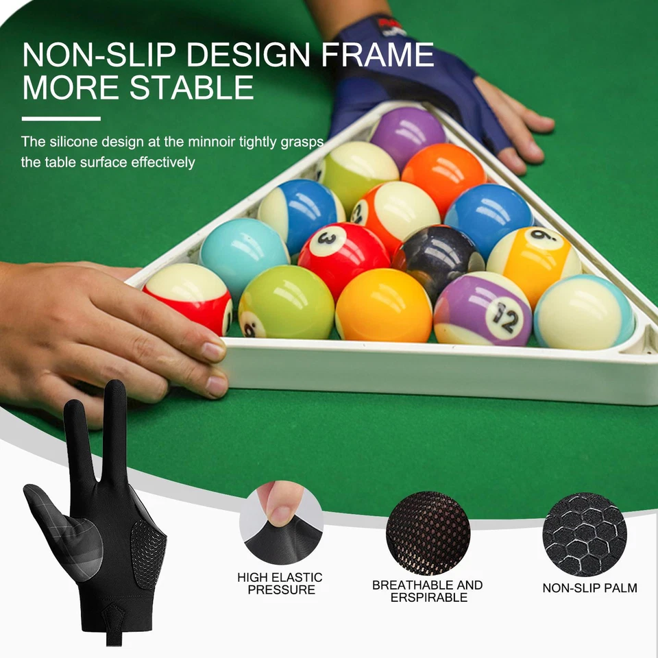 Guante de Billar 3 Dedos Mano Izquierda Guante de Billar Profesional Taco de Billar Guante Foto 4 de 4