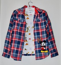NWT Disney Boy's Mickey Mouse 2pc Plaid LS Button Shirt  T-Shirt Set sz 9-10