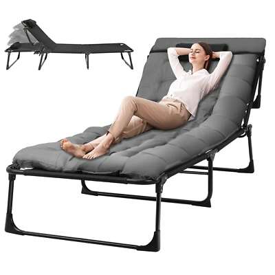 500LBS Extra Wide Folding Camping Cot - 4 - Position, with Mattress etc