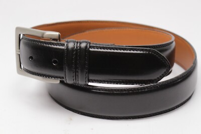NEW Mens Dress Belt 34 Stitched Black Leather Strap Removable Chrome Buckle | eBay NEW Mens Dress Belt 34 Stitched Black Leather Strap Removable Chrome Buckle | eBay