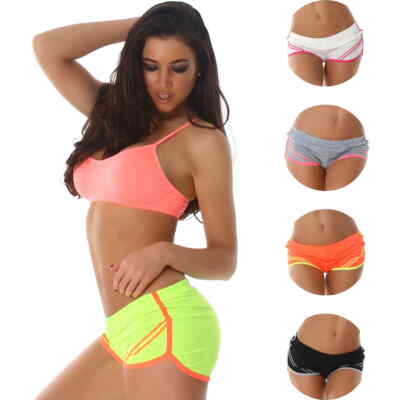 Damen kurze Shorts Mesh Hotpants Streifen Stretch Sport sexy 34 36 XS S