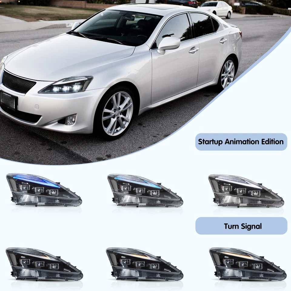 VLAND LED Scheinwerfer für 2006-2013 Lexus IS250 IS350 ISF w/Startup Blue-DRL - Bild 4 von 4