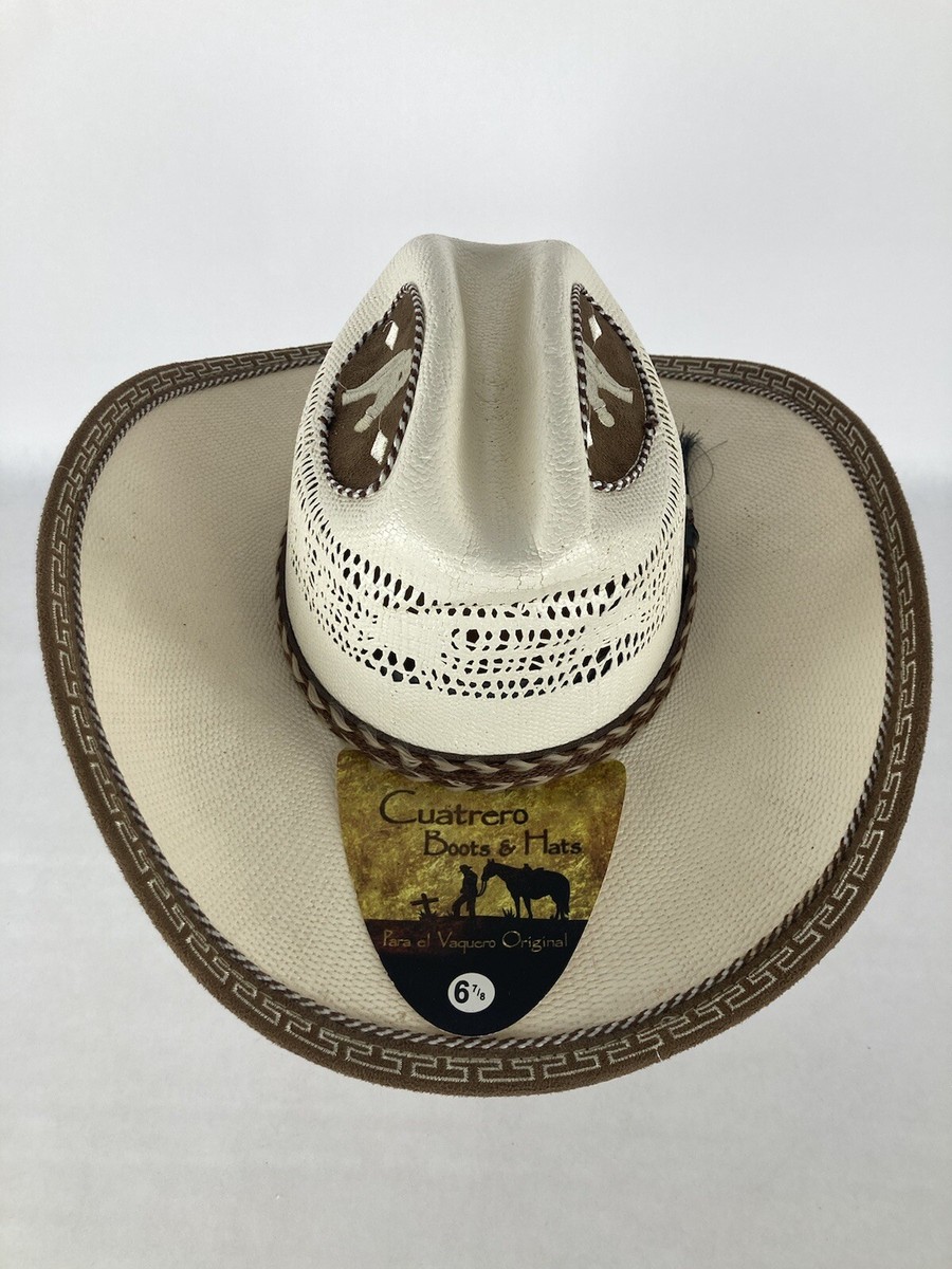 NWT Cuatrero Straw Wove Western Wide Brim Cowboy Hat Size 7/8
