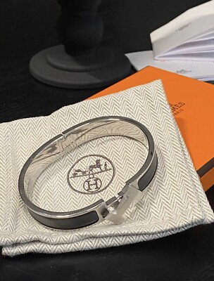 Hermes Clic Clac H GM Bracelet Brown/Silver Authentic - looks new! 