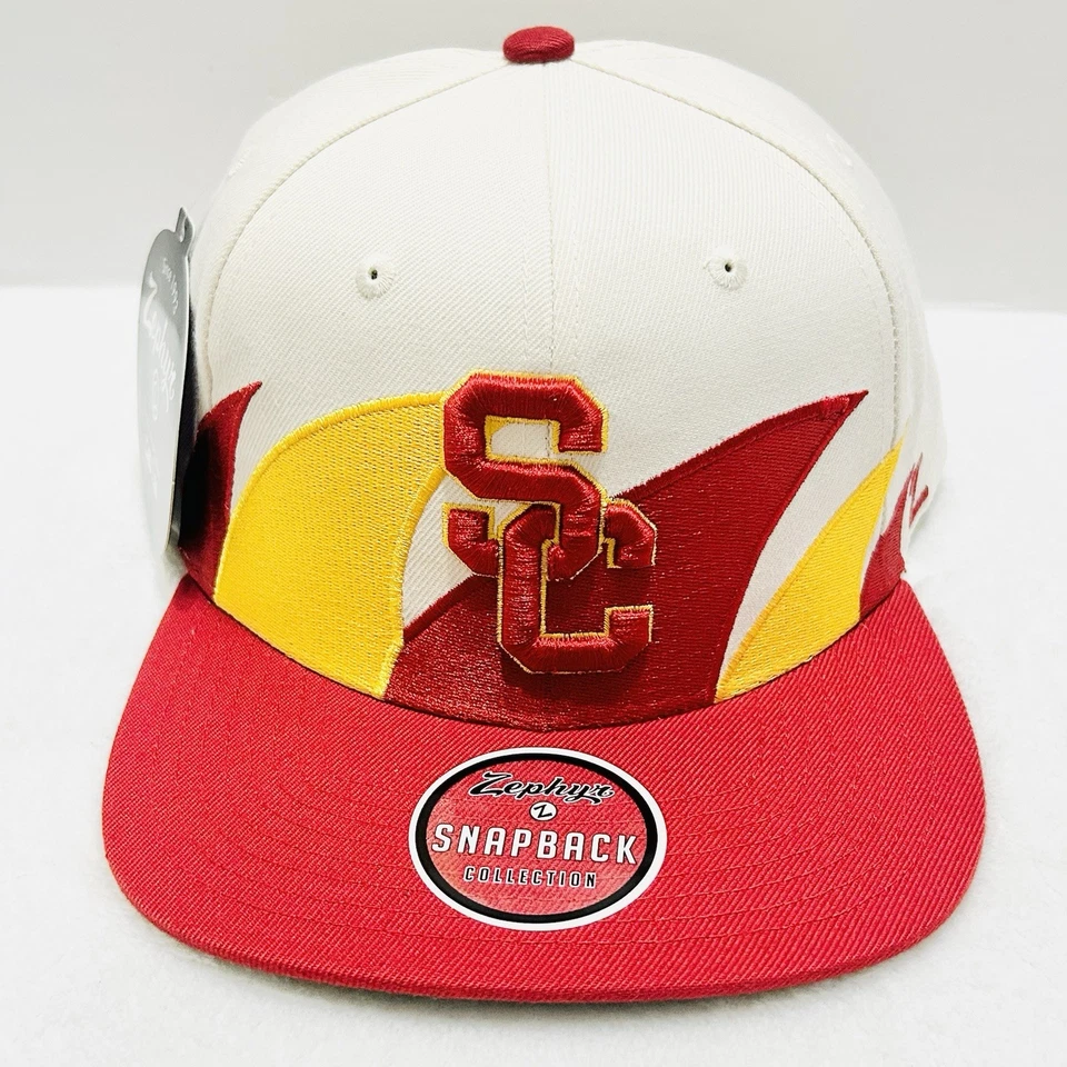 Zephyr USC Trojans Sharktooth Retro Snapback Hat Cap Adjustable Stone NCAA - Image 2 of 4