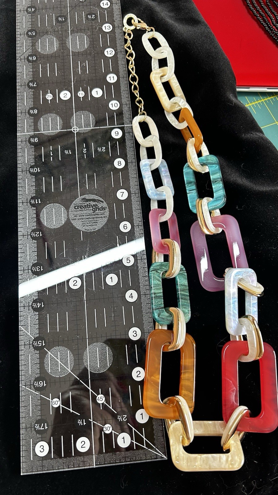 Multicolor Rectangular Link Statement Chain Neckl… - image 3