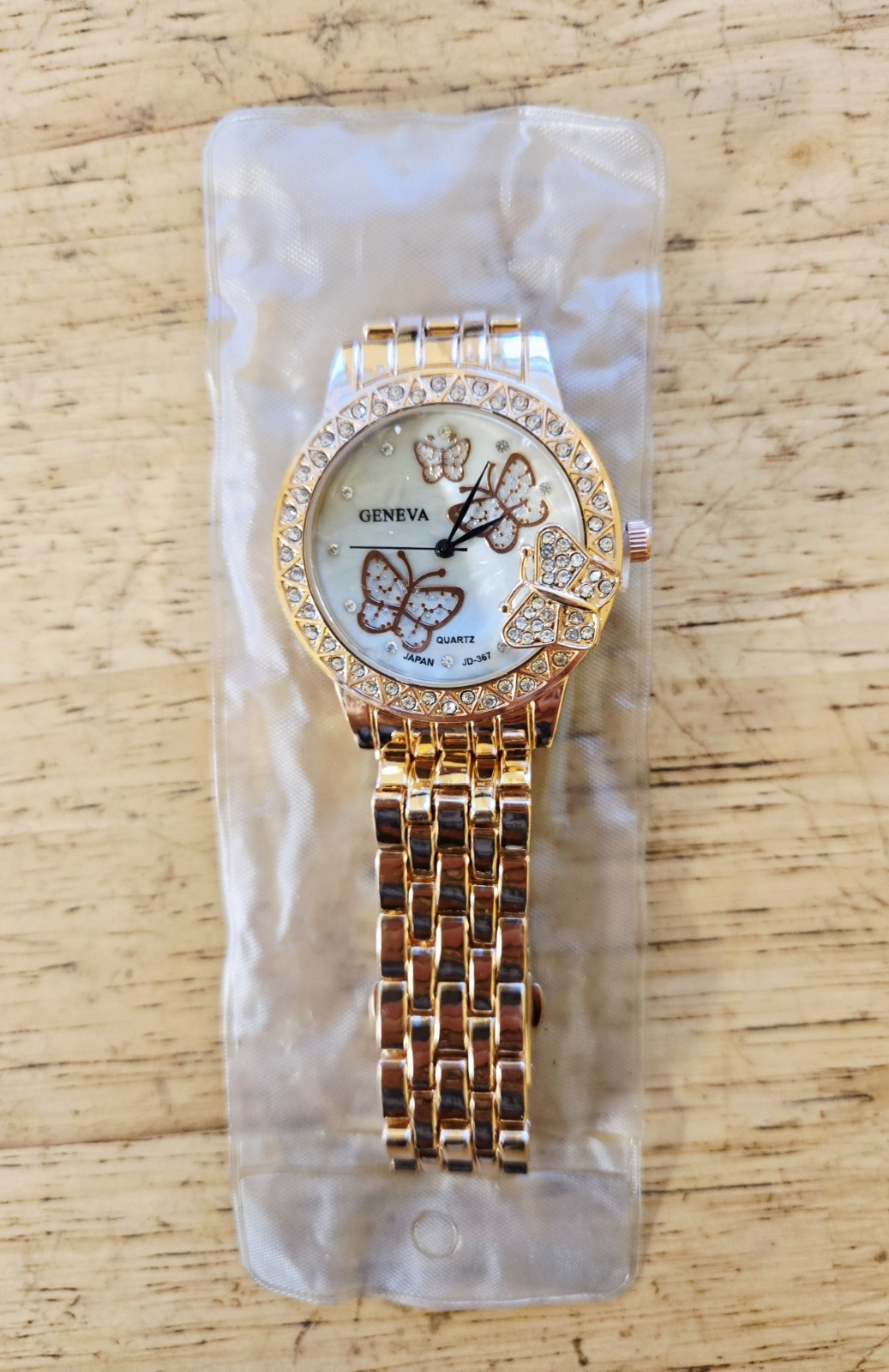 Geneva Woman's  Watch- 3D butterfly- Rose Gold Color Band