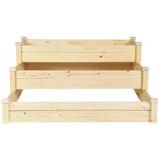 Costway 3 Tier Utility Raised Growing Bed Wooden Planter Kit Home Garden Use