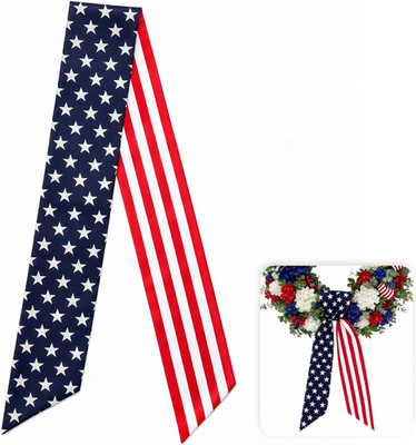 Patriotic Wreath Sash for Front Door, 250Th Anniversary 4Th of July Decorations,