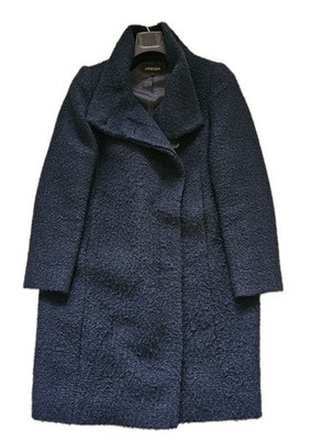 Jaeger Mantel Jacke Damen UK 12 dunkelblau Boucle Wollmischung Vintage