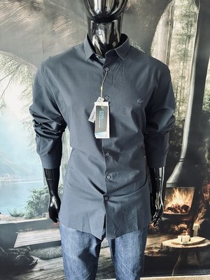 Lacoste Motion LS Navy Cool-Lite Stretch Button Up Shirt Size 44 XL NWT