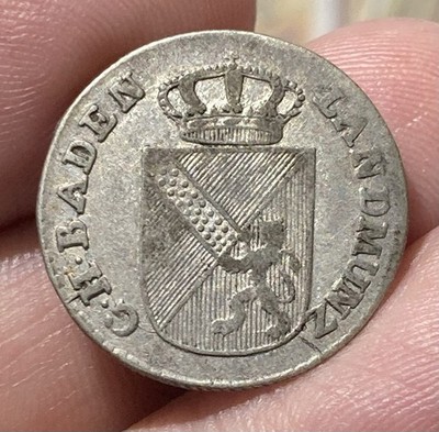 GERMANY BADEN KM140 6 Kreuzers 1808 Charles I Silver Nice Grade 
