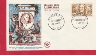 ENVELOPPE 1er JOUR FDC 1959 D'ALEMBERT