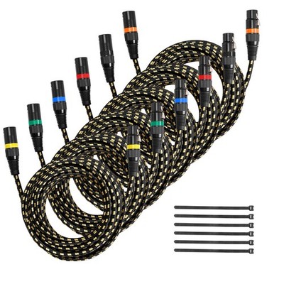 VEVOR XLR Cable 25 ft 6 Pack Balanced DMX Male to Female Microphone Cord 3-Pin