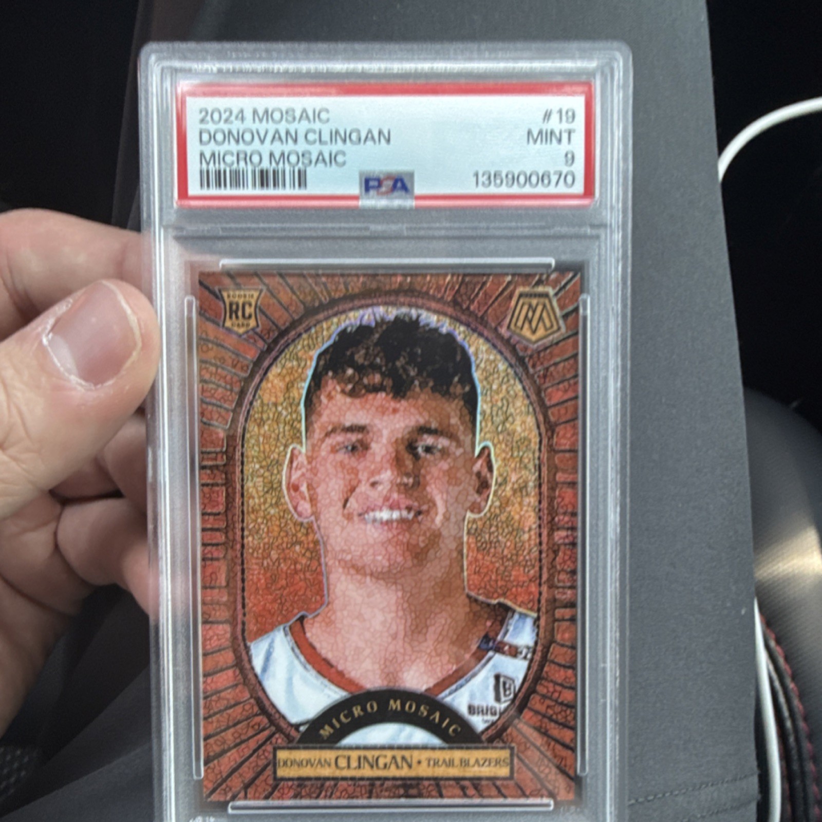 Panini Mosaic 2024-25 Micro Mosaic Donovan Clingan Rookie #19 PSA 9 Blazers