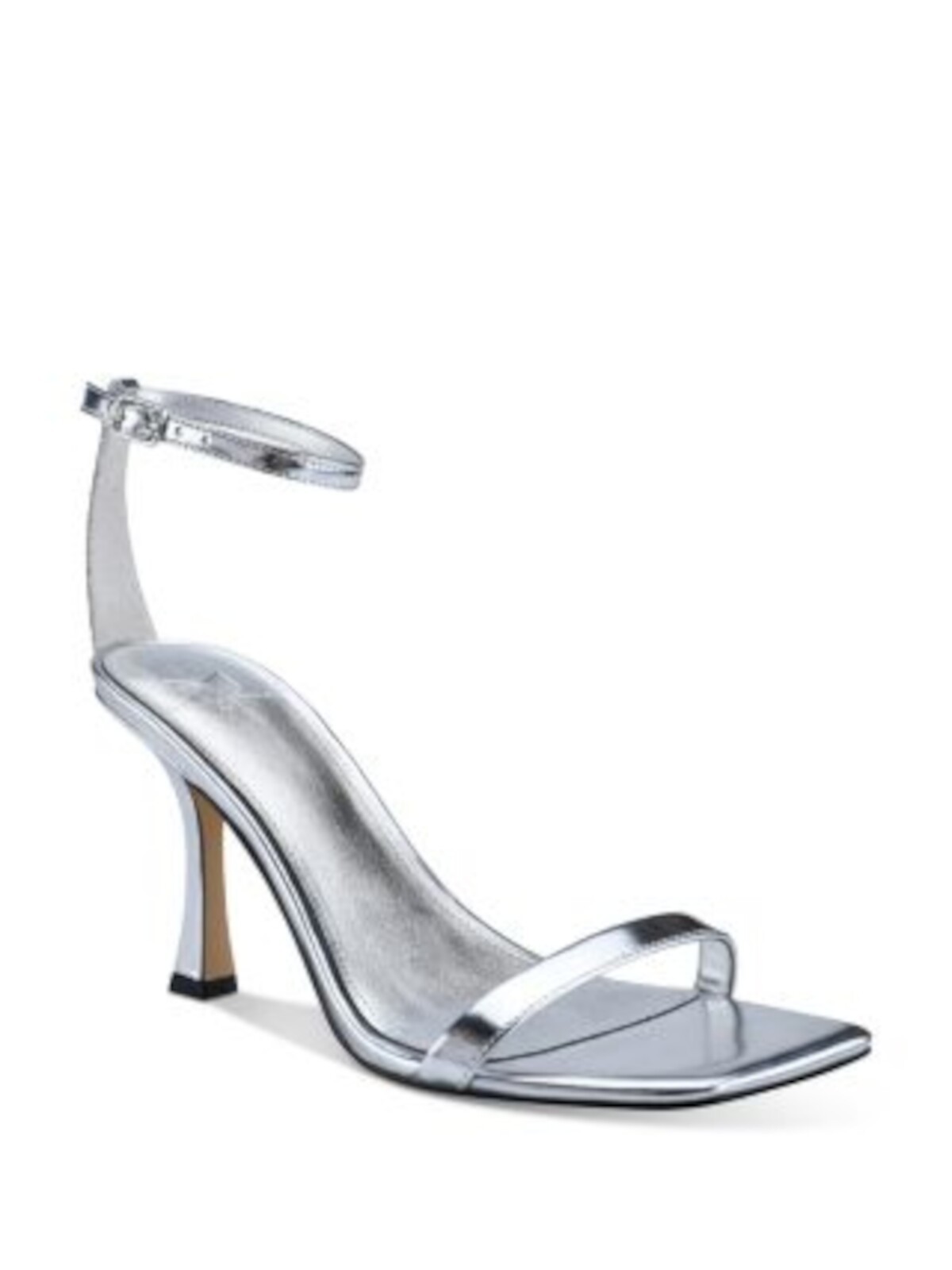 MARC FISHER Womens Silver Jalina Stiletto Buckle Leather Heeled Sandal 6.5 M