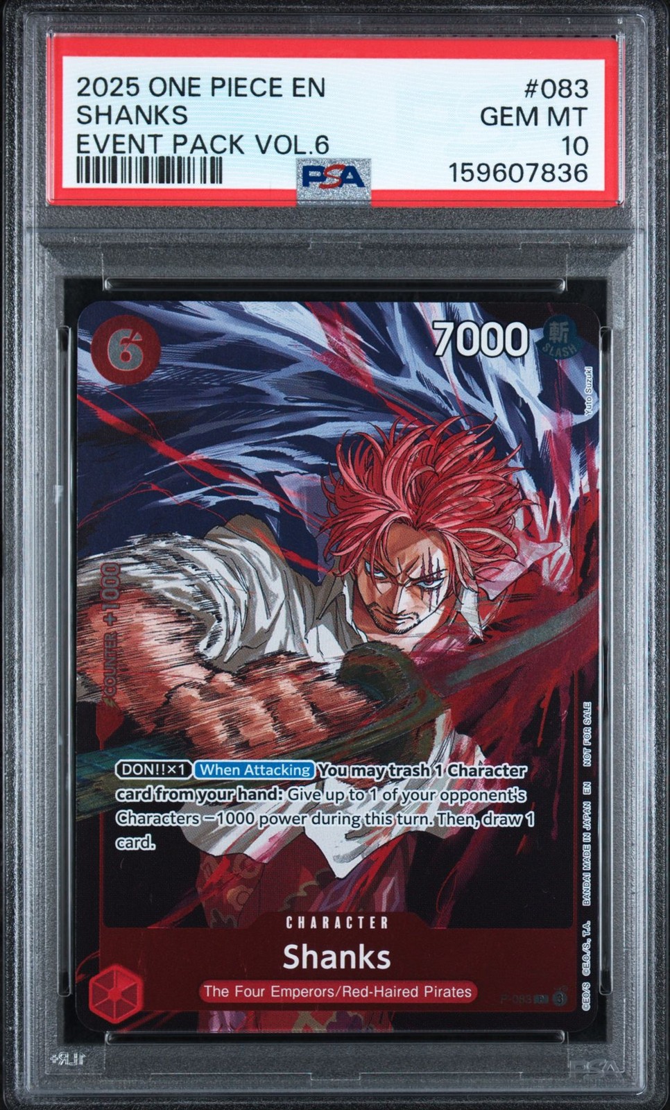 2025 One Piece Event Pack Vol. 6 #083 Shanks PSA 10