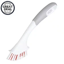 HDX 7.8 in Tile & Grout Brush 1‑Pack Curved Handle Scrub Antimicrobial Bristles