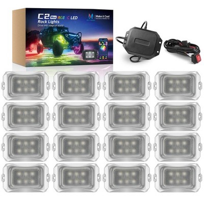 MICTUNING 16 Pods RGB+IC LED Rock Lights for Car Truck Underglow Neon Lights Kit