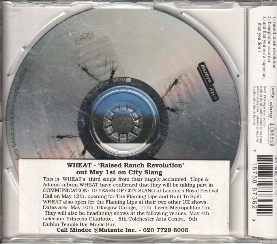 Wheat Raised Ranch Revolution CD UK City Slang 1999 Single Mit Promo-Info - Bild 2 von 2
