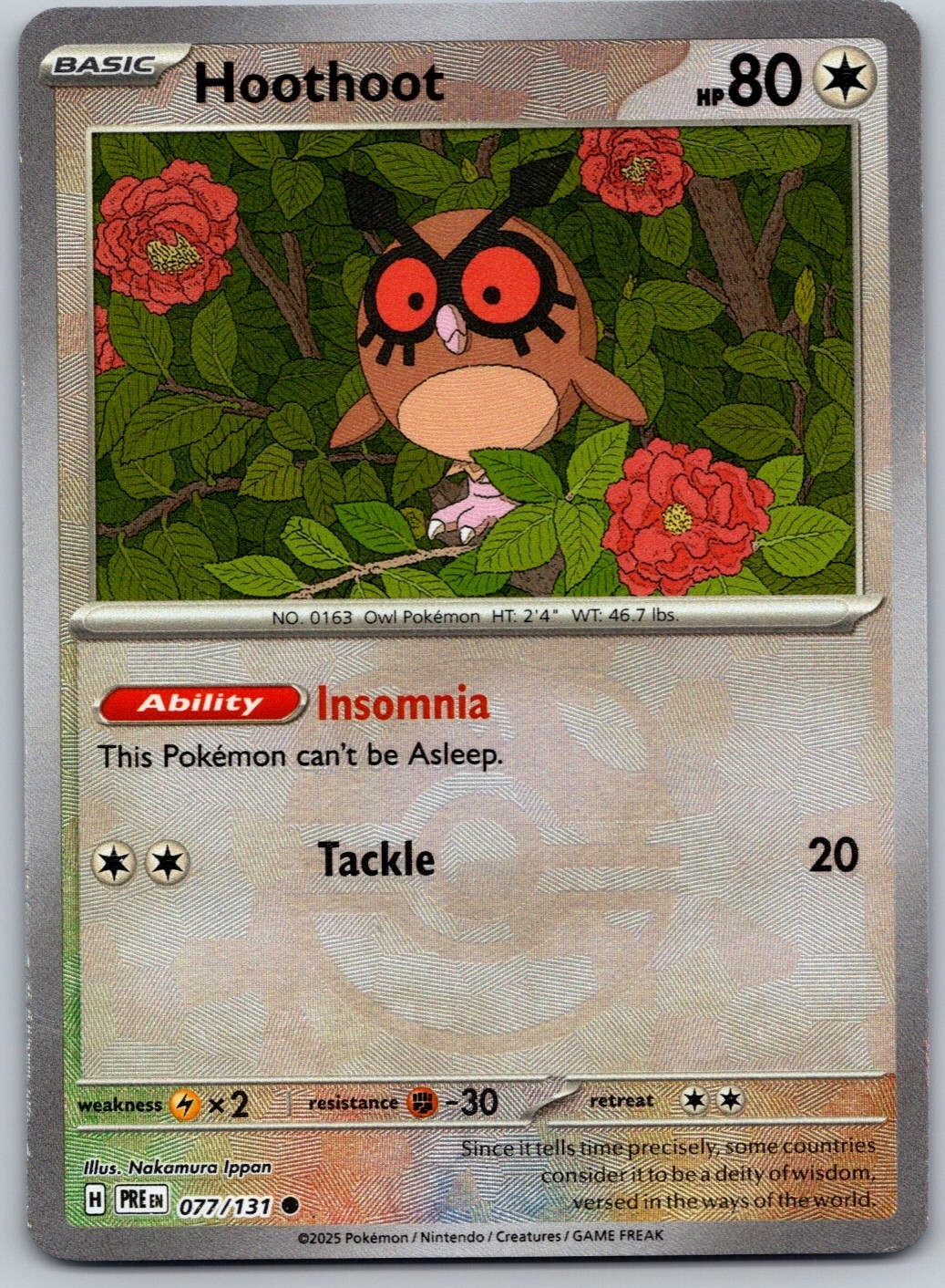 Hoothoot (Master Ball) - 077/131 - Pokemon Prismatic Evolutions NM
