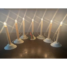 Lot 7 VTG Christmas Single Candle Window Electric Plastic Drip #2 Light Works