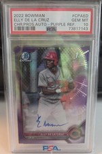 2022 Bowman - Chrome Prospect Autographs Elly De La Cruz #CPA-ED Purple...