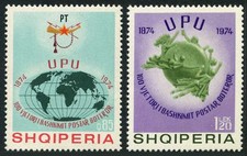 Albania 1601-1603, MNH. Mi 1718-1719,Bl.52. UPU-100, 1974. Globe, Jet over globe