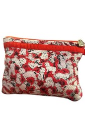 Carolina Herrera Red Dog Print Cosmetic Pouch Zip Makeup Bag CH Logo