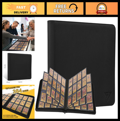 12 Pocket Toploader Binder for Card Storage - Holds 384 Trading Cards, 3x4'' Slee