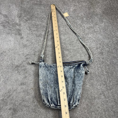 Vintage Acid Wash Handtasche Damen blau Jeans Denim Schulterriemen Reißverschluss Tasche 1990er - Bild 11 von 11