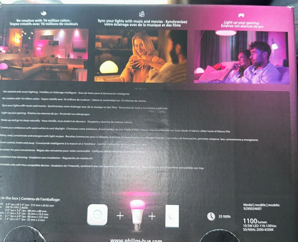 Philips Hue 3 -75 Watt Bulb Smart Bridge & Button Color Ambience Starter Kit - Image 3 of 4