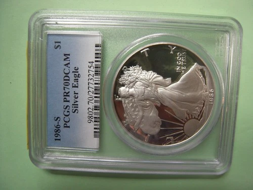 1986-S 1OZ AMERICAN SILVER EAGLE PCGS-PR70DCAM