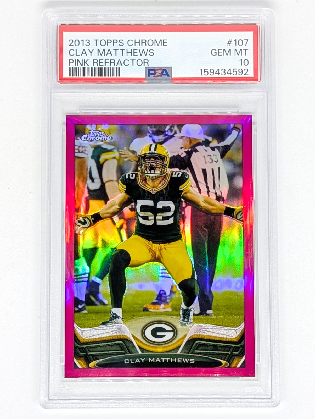 2013 Topps Chrome Pink Refractor #107 Clay Matthews /399 PSA 10 Packers