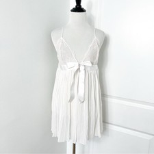 Victoria's Secret Pleated White Lace Slip Dress - Large