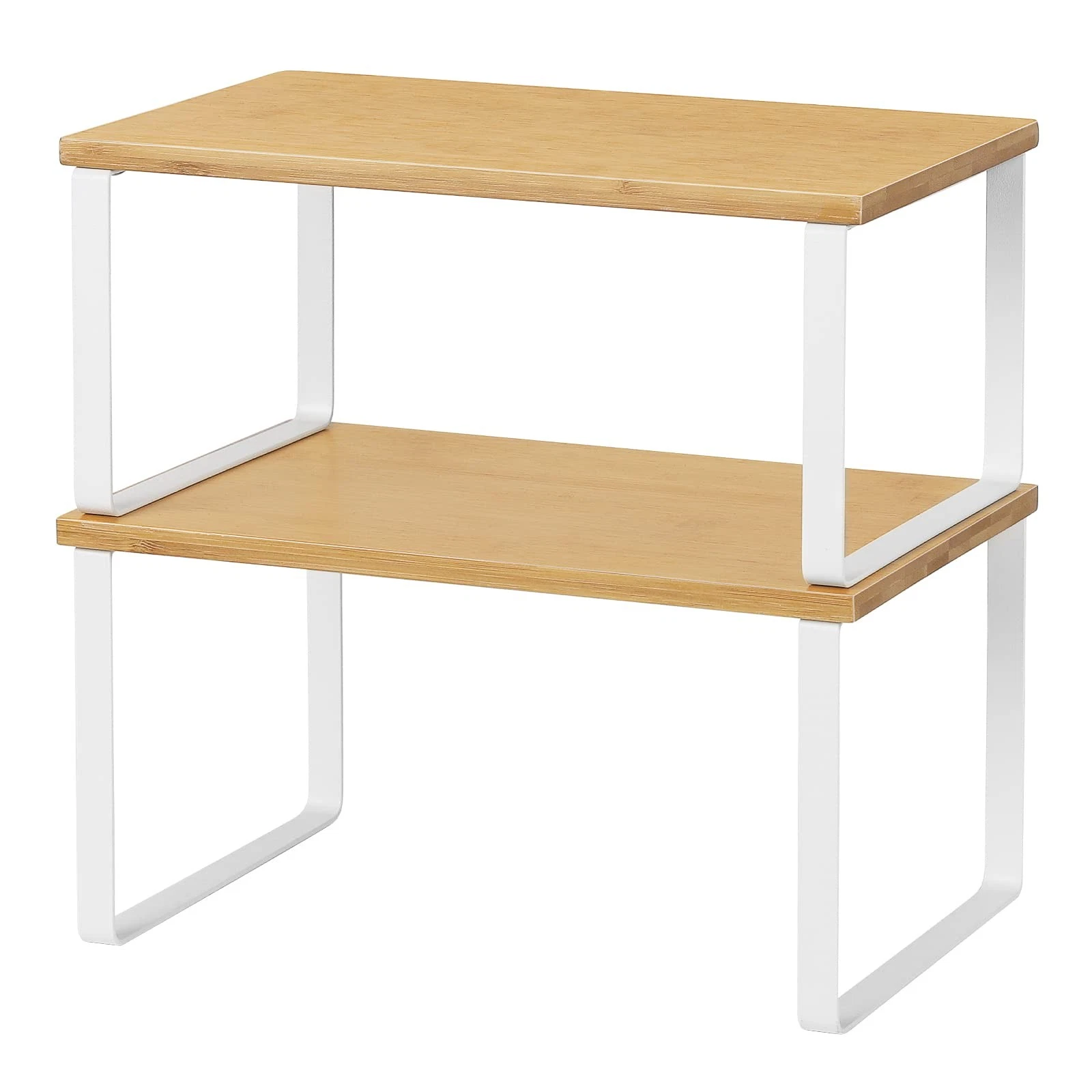 Kitchen Cabinet and Counter Shelf Organizer, Stackable & Expandable, White an...