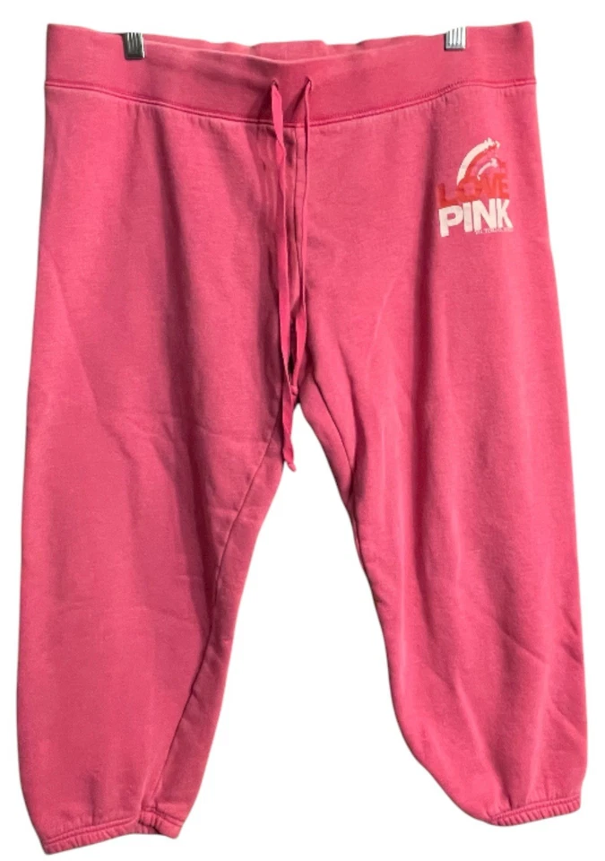 Pantalones deportivos vintage Y2K Victoria’s Secret ROSA rosa intenso logotipo trasero para mujer grandes Foto 3 de 4