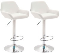 2Er Set Barhocker Braga Kunstleder Chrom Weiß