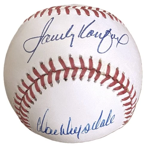 Sandy Koufax Don Drysdale Dual Signed ONL Baseball Dodgers HOF JSA LOA
