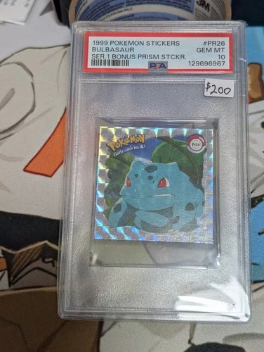 1999 Pokemon Artbox Series 1 BULBASAUR BONUS PRISM STICKER PSA 10, Pop 3!