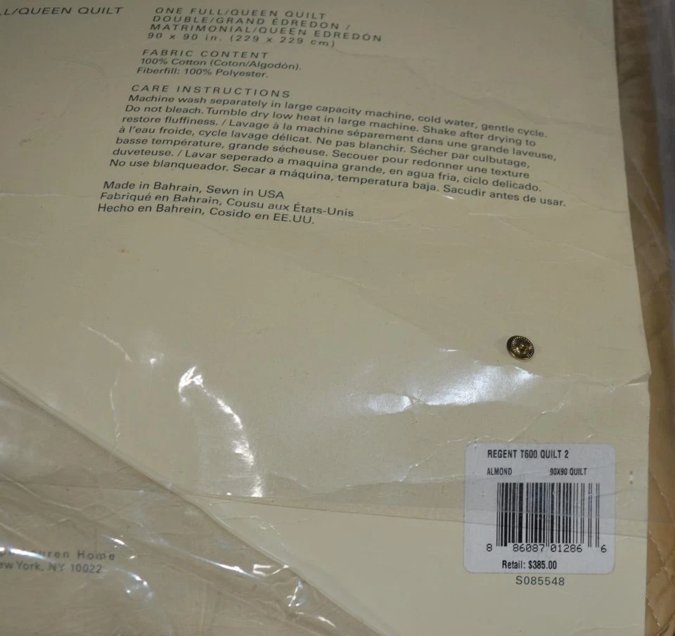 RALPH LAUREN Regent Almond COLCHA COMPLETA/QUEEN NUEVA PRIMERA CALIDAD RARA $385 Foto 3 de 3