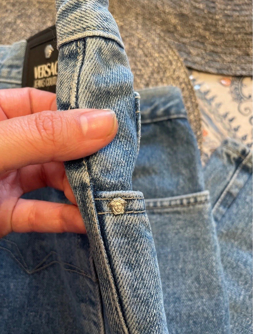 Versace Jeans Couture Mens Vintage Made in Italy Straight Leg Blue Denim 36x32 View 4