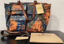 Patricia Nash Sorlana Marigold Travel Tote Coated Canvas Leather 19"x13"x7" P2