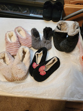 Women's Faux Fur Slip-On Slippers US Size 7 Bow Accent Assorted Colors