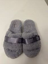 UGG Fluffita Sheepskin Platform Slippers/Slingback Sandals - Size 7 Grey/Purple