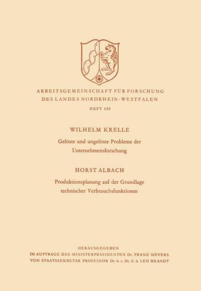 GelöSte Und UngelöSte Probleme Der Unternehmensforschung / Produktionsplanung Au-image
