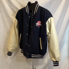 VTG RARE PLANET HOLLYWOOD ORLANDO WOOL WITH LEATHER SLEEVES BOMBER JACKET SZ L
