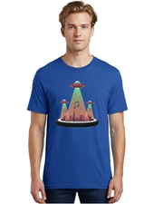 Ufos-Over-City-2 Mens Graphic Tee, 100% Cotton, Casual Summer Wear